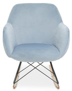 Small Blue Velvet Rocking Chair