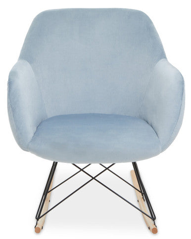 Small Blue Velvet Rocking Chair