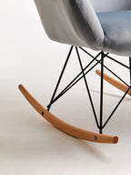 Small Blue Velvet Rocking Chair