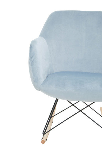 Small Blue Velvet Rocking Chair