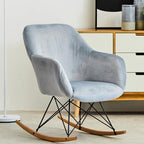 Small Blue Velvet Rocking Chair