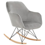 Small Grey Velvet Rocking Chair