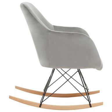 Small Grey Velvet Rocking Chair
