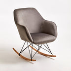 Small Grey Velvet Rocking Chair