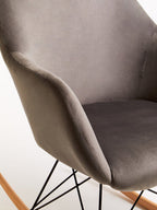 Small Grey Velvet Rocking Chair