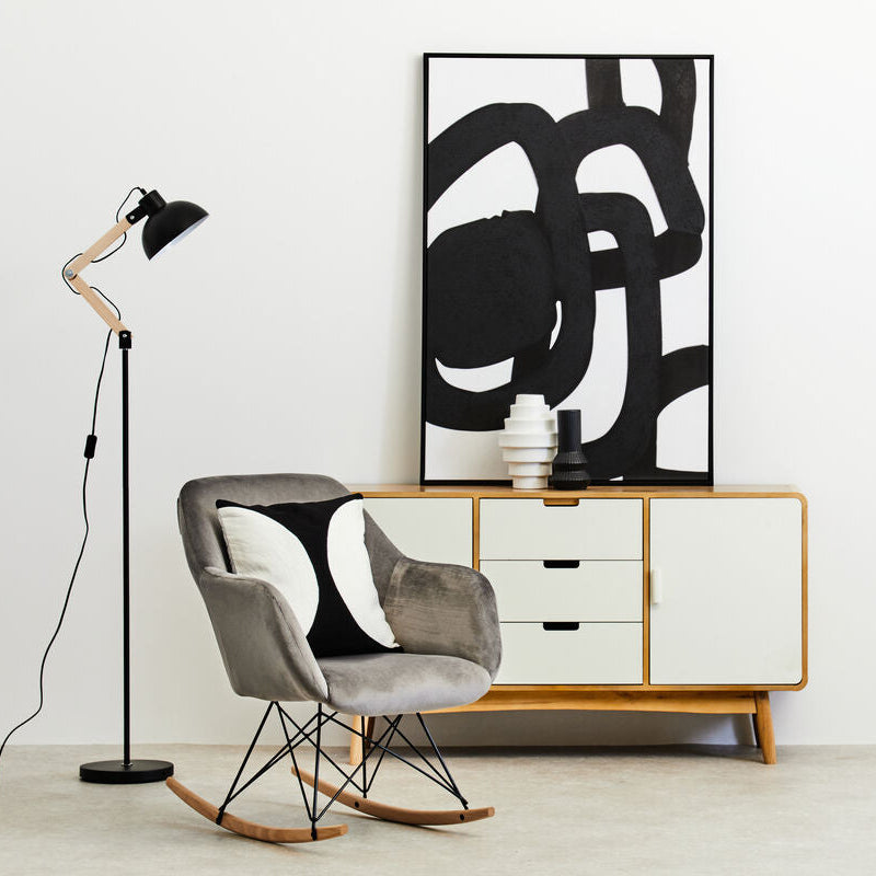 Small Grey Velvet Rocking Chair