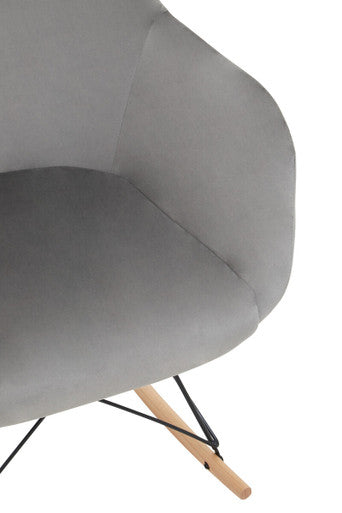 Small Grey Velvet Rocking Chair