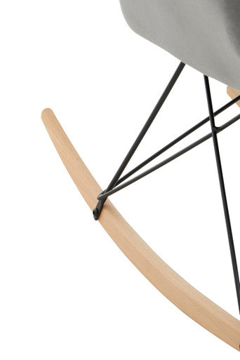 Small Grey Velvet Rocking Chair