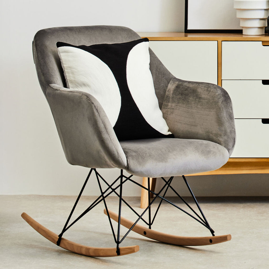 Small Grey Velvet Rocking Chair