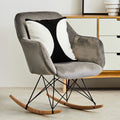 Small Grey Velvet Rocking Chair