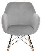 Small Grey Velvet Rocking Chair