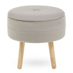 Mink Velvet Round Storage Stool