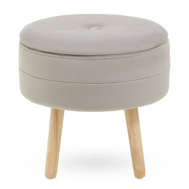Mink Velvet Round Storage Stool