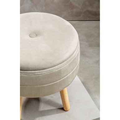 Mink Velvet Round Storage Stool