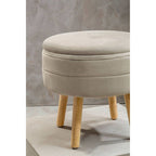 Mink Velvet Round Storage Stool