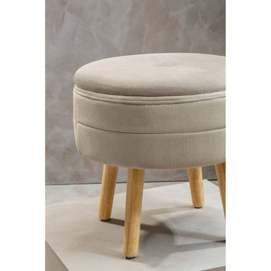 Mink Velvet Round Storage Stool
