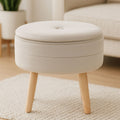 Mink Velvet Round Storage Stool