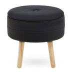 Black Velvet Round Storage Stool