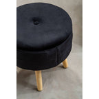 Black Velvet Round Storage Stool