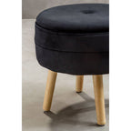 Black Velvet Round Storage Stool