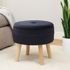 Black Velvet Round Storage Stool