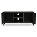 Black Finish and Natural Rattan Media Unit