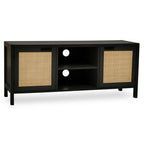 Black Finish and Natural Rattan Media Unit