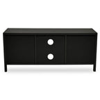Black Finish and Natural Rattan Media Unit