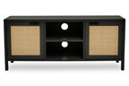 Black Finish and Natural Rattan Media Unit