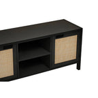 Black Finish and Natural Rattan Media Unit