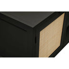 Black Finish and Natural Rattan Media Unit