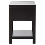 Black Wooden Bedside Table with Natural Rattan 1 Drawer