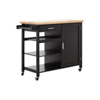 Black Kitchen Trolley with Drawer and Cabinet