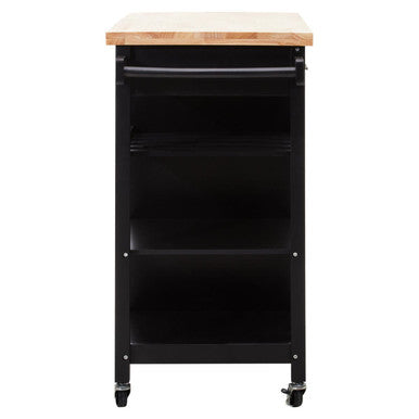 Black Kitchen Trolley with Drawer and Cabinet