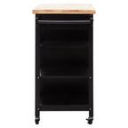 Black Kitchen Trolley with Drawer and Cabinet