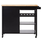Black Kitchen Trolley with Drawer and Cabinet