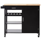 Black Kitchen Trolley with Drawer and Cabinet