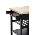 Black Kitchen Trolley with Drawer and Cabinet