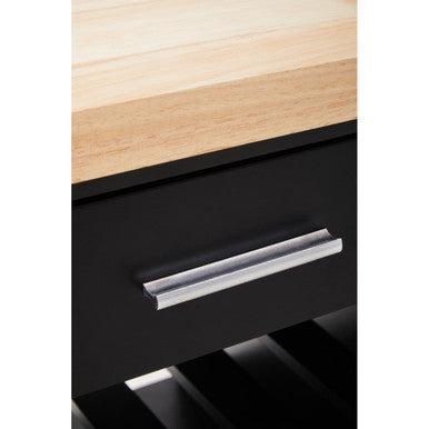 Black Kitchen Trolley with Drawer and Cabinet