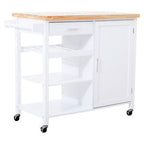 White Kitchen Trolley with Drawer and Cabinet