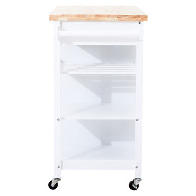 White Kitchen Trolley with Drawer and Cabinet