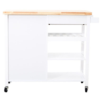 White Kitchen Trolley with Drawer and Cabinet