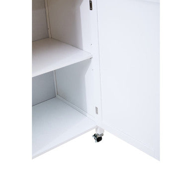 White Kitchen Trolley with Drawer and Cabinet