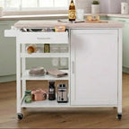 White Kitchen Trolley with Drawer and Cabinet
