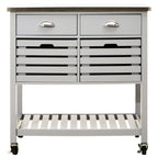 Grey Kitchen Trolley with Stainless Steel Top