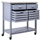 Grey Kitchen Trolley with Stainless Steel Top