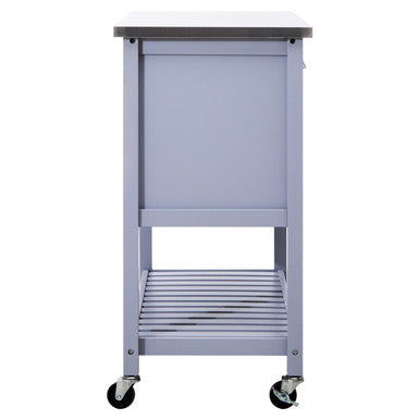Grey Kitchen Trolley with Stainless Steel Top