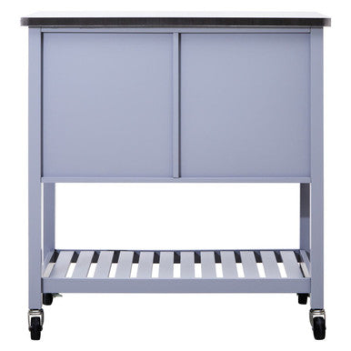 Grey Kitchen Trolley with Stainless Steel Top