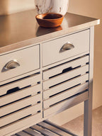 Grey Kitchen Trolley with Stainless Steel Top