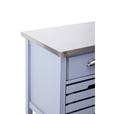 Grey Kitchen Trolley with Stainless Steel Top